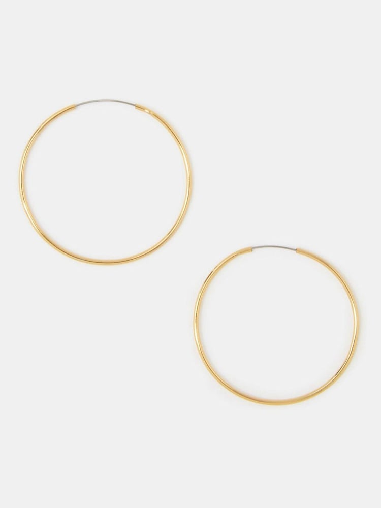 Accessorize Gold 14ct Gold-Plated Thin Hoop Earrings - Image 1 of 3