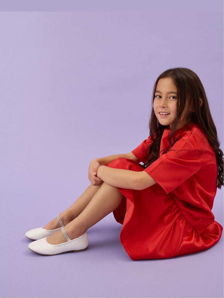 Angels By Accessorize Cream Girls Diamanté Strap Ballet Flats - Image 1 of 3