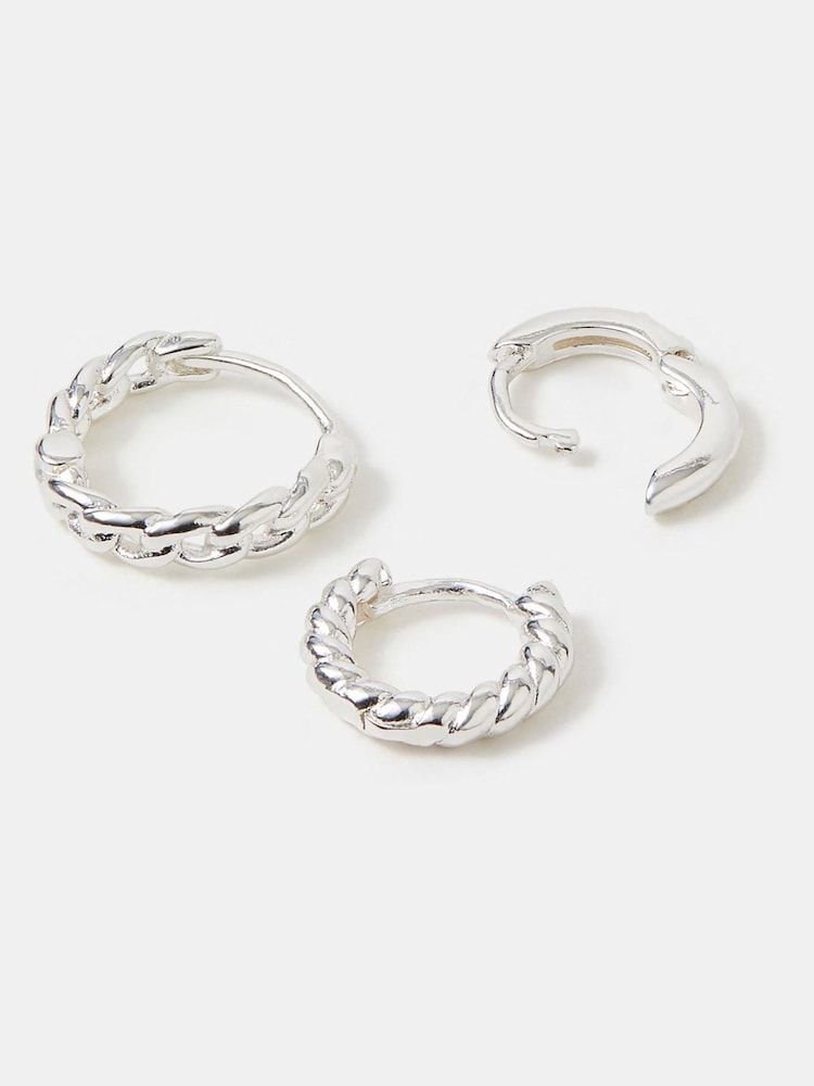 Accessorize Twist Hoop Earrings 3 Pack - Imagen 1 de 2