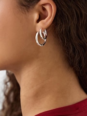 Accessorize Silver Tone Mix Huggie Hoop Earrings 5 Pack - Image 2 of 2