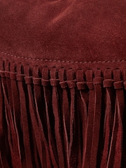 Accessorize Red Fringe Suede Shoulder Bag - Image 3 of 3