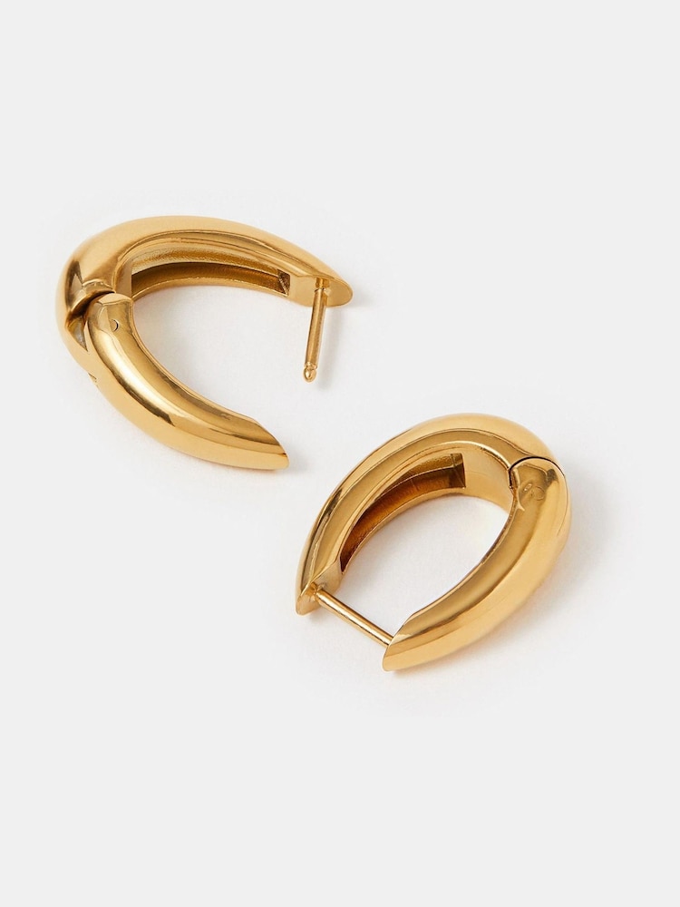 Accessorize Gold Stainless Steel Chunky Oval Hoop Earrings - Image 1 of 2