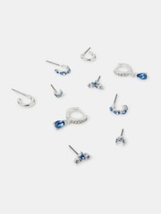 Accessorize Silver Diamanté Gem Stud & Hoop Earrings 5 Pack - Image 1 of 3