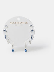 Accessorize Silver Diamanté Gem Stud & Hoop Earrings 5 Pack - Image 2 of 3