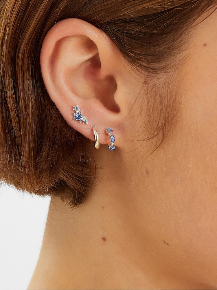 Accessorize Silver Diamanté Gem Stud & Hoop Earrings 5 Pack - Image 3 of 3 Accessorize Silver Diamanté Gem Stud & Hoop Earrings 5 Pack - Image 3 of 3