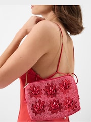 Accessorize Pink Floral Bead Embellished Shoulder Bag - Image 1 of 3
