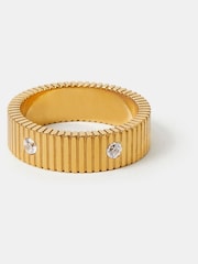 Accessorize Gold Tone Stainless Steel Stone Band Ring - Image 1 of 2