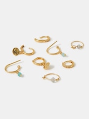 Accessorize 14ct Gold-Plated Semi Precious Hoop Earrings 4 Pack - Image 1 of 2