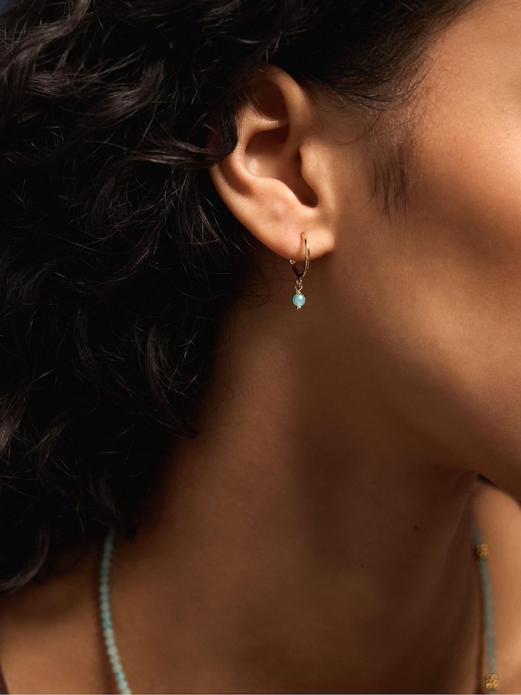 Accessorize 14ct Gold-Plated Semi Precious Hoop Earrings 4 Pack - Image 2 of 2