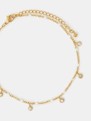 Accessorize Gold Tone Stainless Steel Diamanté Charm Anklet - Image 1 of 2