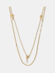 Accessorize 14ct Gold-Plated Sun Pearl Layered Necklace - Image 1 of 2