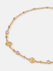 Accessorize Gold Tone Stainless Steel Clover Station Anklet - Image 1 of 2