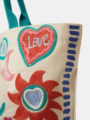 Accessorize Cream Floral Embroidered Shopper Bag - Image 2 of 2