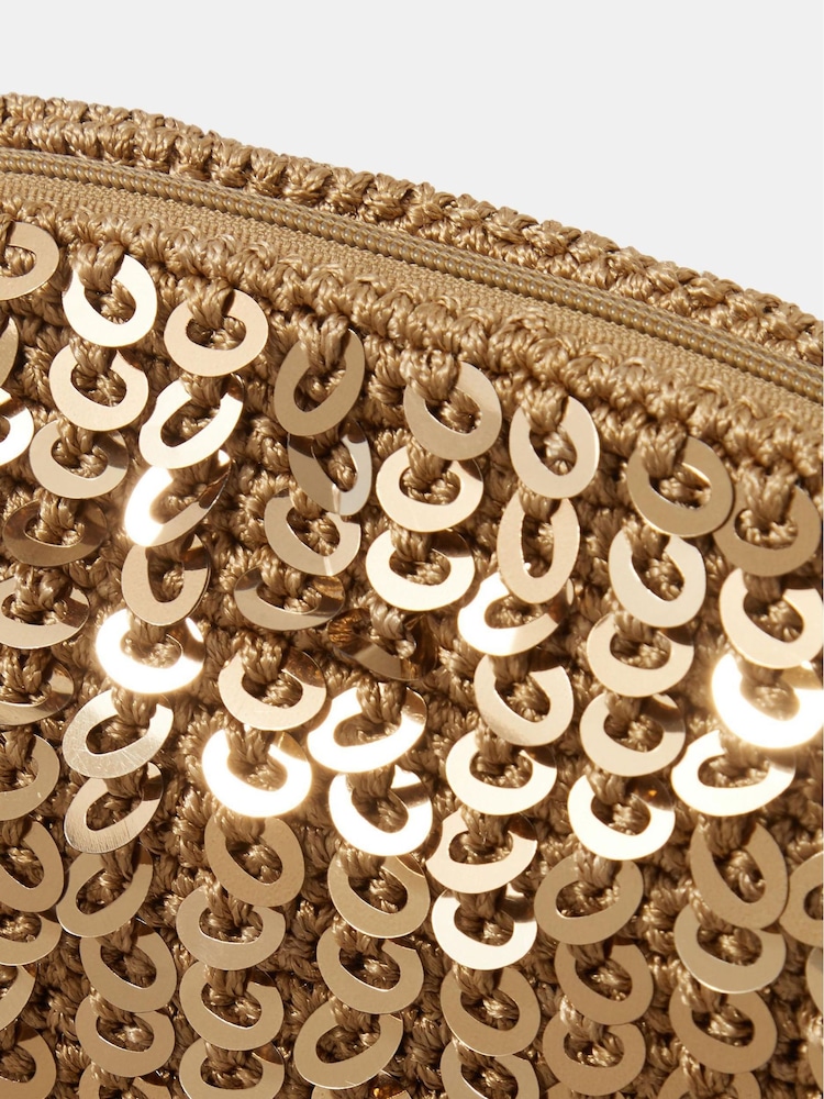 Accessorize Gold Sequin Woven Clutch Bag - Image 3 of 3