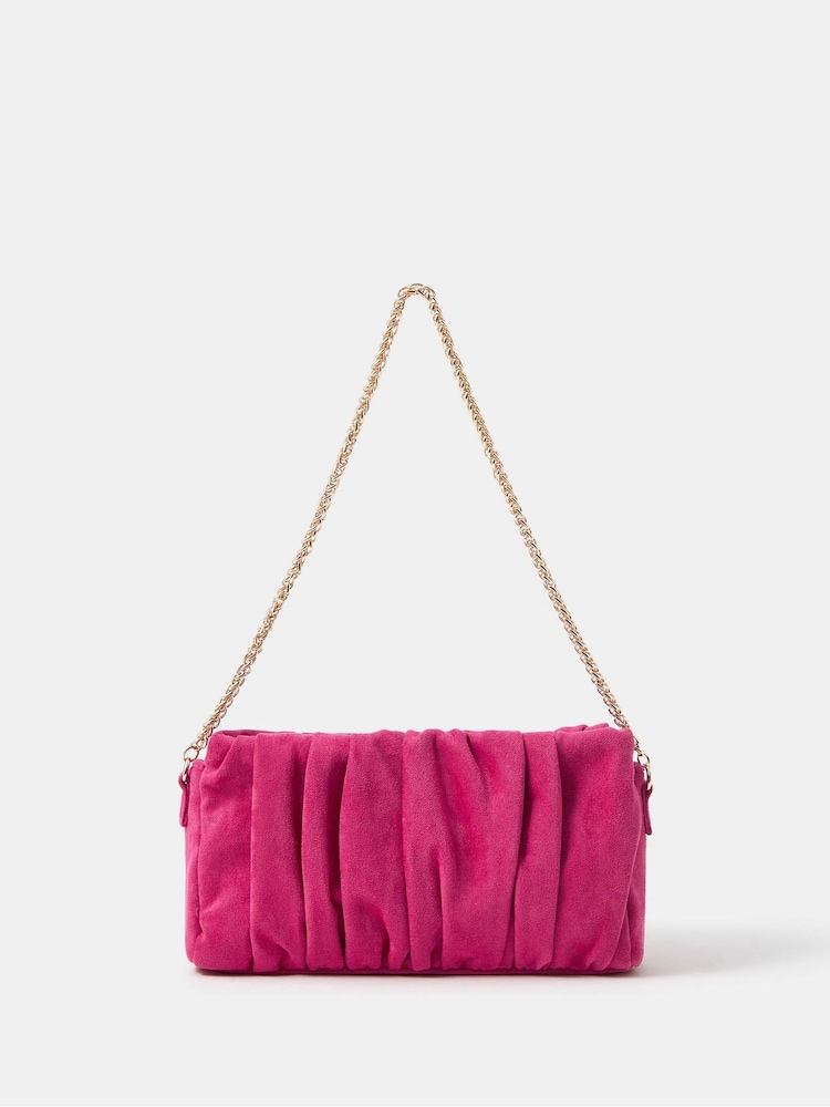Accessorize Pink Ruched Faux Suede Clutch Bag - Image 2 of 3