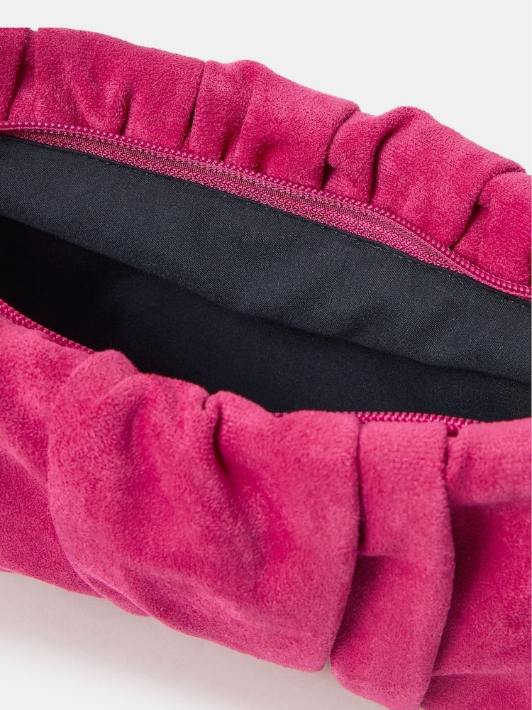 Accessorize Pink Ruched Faux Suede Clutch Bag - Image 3 of 3