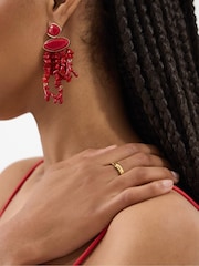 Accessorize Coral Stone Drop Earrings - 画像 2 / 2