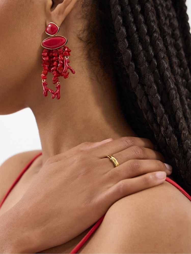 Accessorize Coral Stone Drop Earrings - 画像 2 / 2