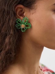 Accessorize Beaded Flower Stud Earrings - 画像 2 / 2