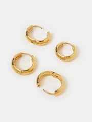 Accessorize Gold Tone Stainless Steel Chunky Hoop Earrings 2 Pack - Image 1 of 2