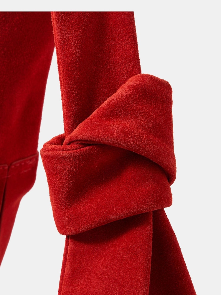 Accessorize Red Slouchy Knot Suede Shoulder Bag - Image 3 of 3 Accessorize Red Slouchy Knot Suede Shoulder Bag - Image 3 of 3