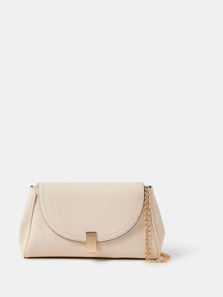 Accessorize Cream Lock Detail Clutch Bag - Image 1 of 3