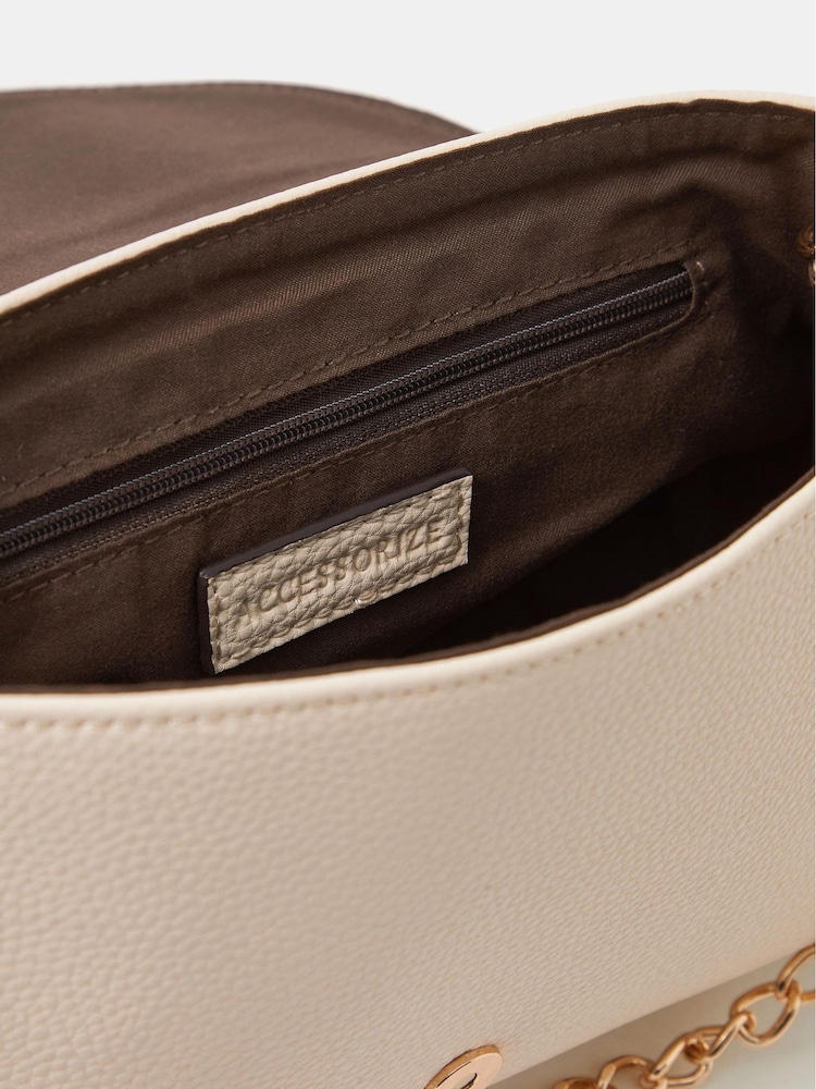 Accessorize Cream Lock Detail Clutch Bag - Image 2 of 3