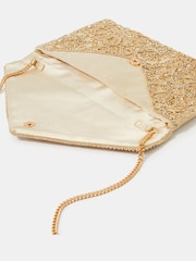 Accessorize Gold Floral Embellished Envelope Clutch Bag - Image 3 of 3