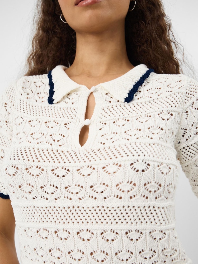 Accessorize White Knitted Polo Shirt - Image 2 of 4 Accessorize White Knitted Polo Shirt - Image 2 of 4