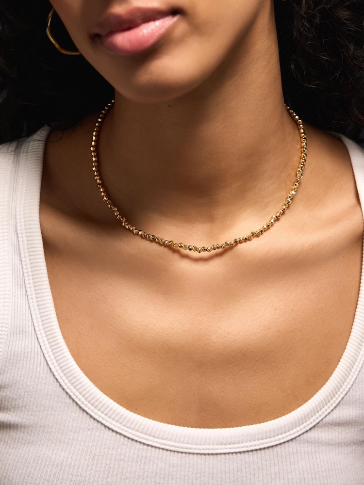 Accessorize 14ct Gold-Plated Textured Bead Necklace - Image 2 of 2