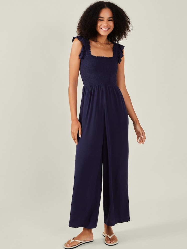 Accessorize Blue Frill Shoulder Jumpsuit - Image 1 of 4