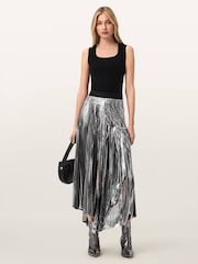 AllSaints Grey Jax Skirt - Image 7 of 9
