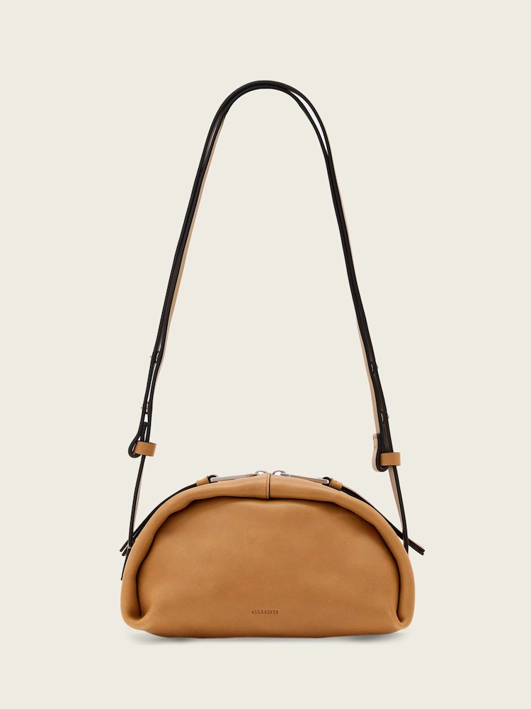 AllSaints Brown Rosalie Arc Crossbody Bag - Image 1 of 7