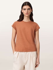 AllSaints Brown Anna T-Shirt - Image 1 of 7