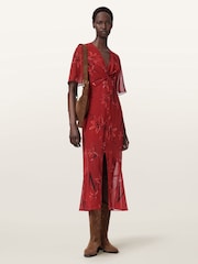 AllSaints Red Mollie Dress - Image 2 of 6