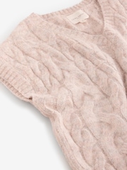 Laura Ashley Oatmeal Cable V-Neck Slouch Knitted Tank Top - Image 3 of 3