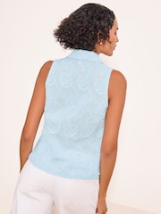 Lipsy Blue 3D Textured Sleeveless Shirt - Image 4 of 4