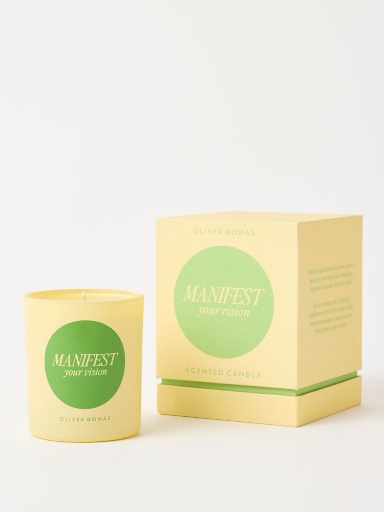 Oliver Bonas Yellow Manifest your Vision Cedarwood Scented Candle - Image 2 of 5