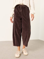 FatFace Alev Brown Barrel Cropped Cord Trousers - Image 1 of 6