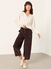 FatFace Alev Brown Barrel Cropped Cord Trousers - Image 4 of 6