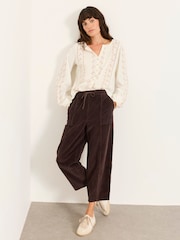 FatFace Alev Brown Barrel Cropped Cord Trousers - Image 5 of 6