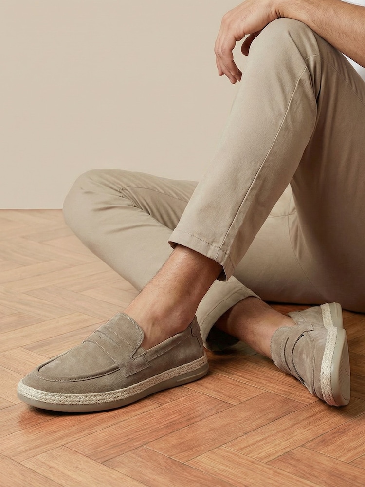 Jones Bootmaker Taupe Suede Redhill Leather Casual Slip-On Shoes - Image 1 of 6