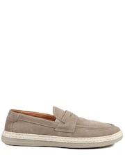 Jones Bootmaker Taupe Suede Redhill Leather Casual Slip-On Shoes - Image 2 of 6