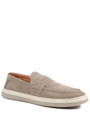 Jones Bootmaker Taupe Suede Redhill Leather Casual Slip-On Shoes - Image 3 of 6