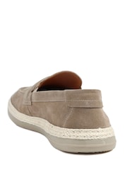 Jones Bootmaker Taupe Suede Redhill Leather Casual Slip-On Shoes - Image 4 of 6