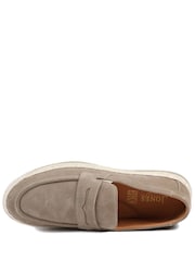 Jones Bootmaker Taupe Suede Redhill Leather Casual Slip-On Shoes - Image 5 of 6