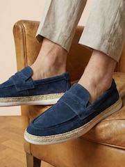 Jones Bootmaker Navy Suede Redhill Leather Casual Slip-On Shoes - Image 1 of 6