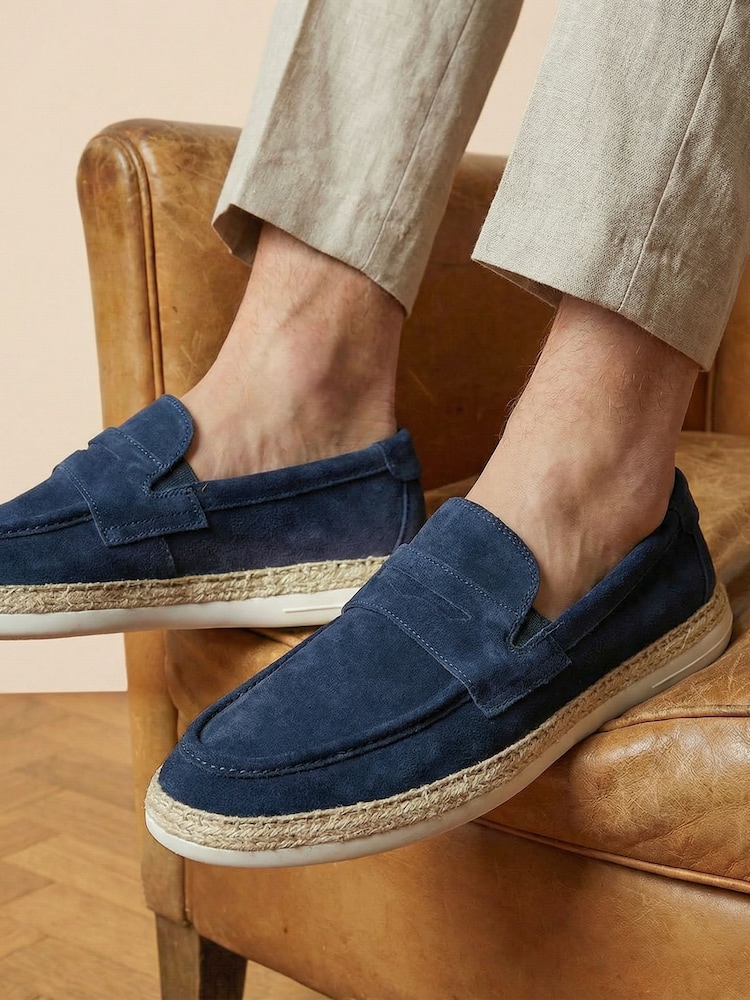 Jones Bootmaker Navy Suede Redhill Leather Casual Slip-On Shoes - Image 1 of 6