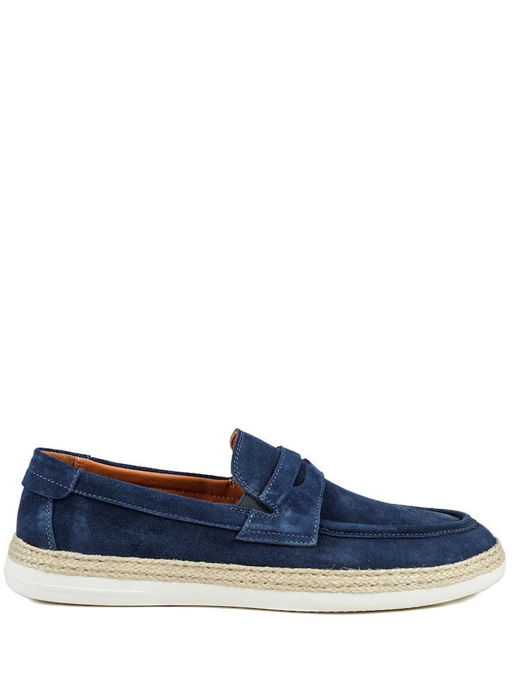 Jones Bootmaker Navy Suede Redhill Leather Casual Slip-On Shoes - Image 2 of 6
