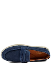 Jones Bootmaker Navy Suede Redhill Leather Casual Slip-On Shoes - Image 4 of 6